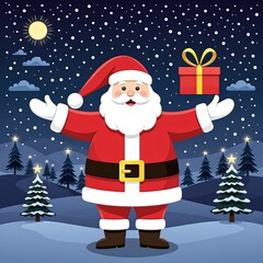 Fototapeta premium santa claus with gift box