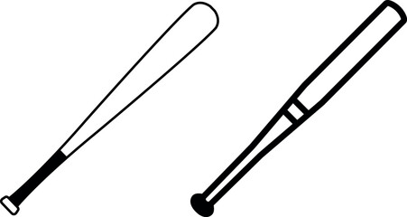 Vector crossed baseball bats icon. Two-tone version on black and white background
