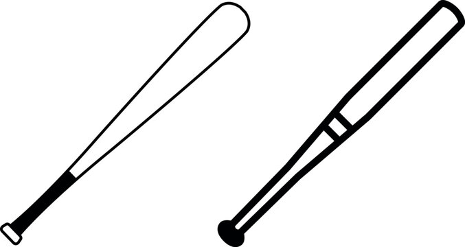 Vector crossed baseball bats icon. Two-tone version on black and white background