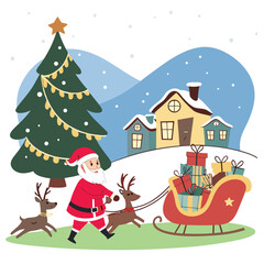 Christmas Illustration design, Winter holiday illustration
