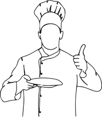 Chef Illustration Drawing, Cooking Line Art, Hand Drawn Chef Vector, Culinary Artwork Design, Minimal Kitchen Illustration, Black and White Cook Sketch, Modern Culinary Vector, Elegant Food Artwork, R