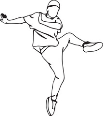 Football Player Illustration, Soccer Game Line Art, Athlete Sports Drawing, Hand Drawn Football Vector, Minimal Sports Artwork, Black and White Athlete Sketch, Creative Football Design, Dynamic Player