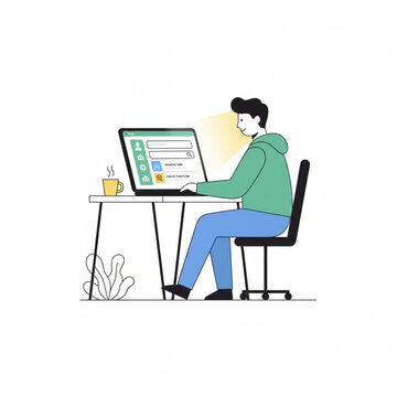 Man Working on Computer, Coding or Programming