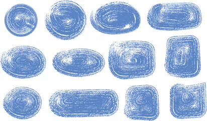 Abstract blue artistic brush stroke collection for graphic design.