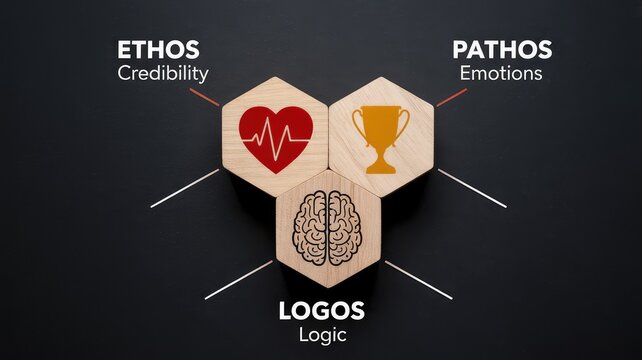 Masterful persuasion using ethos, pathos, and logos for impactful communication strategies, driving success through emotional connection and logical reasoning