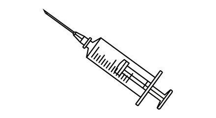 Syringe medical icon line art for vaccine or injection concept in healthcare and medicine industry presentations