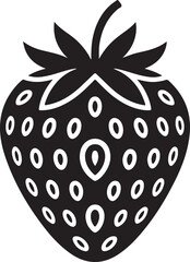 Stylized black and white strawberry icon on a white background