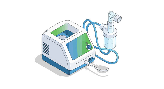 Nebulizer medical device icon illustration for respiratory therapy equipment and healthcare design projects