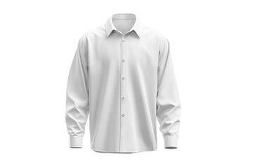 White long-sleeved dress shirt, collar buttoned, center view