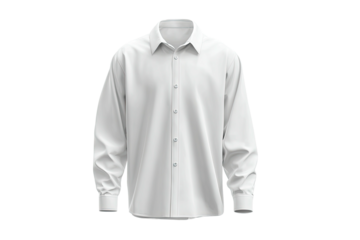 White long-sleeved dress shirt, collar buttoned, center view