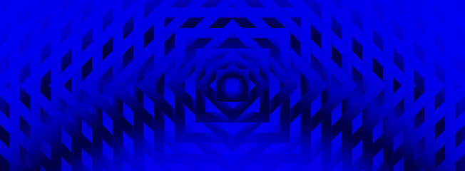 Illustration of abstract blue background with geometric shapes creating a mesmerizing tunnel effect design