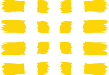 Sixteen yellow rectangles brushstrokelike arranged in a fourbyfour grid Each on white background