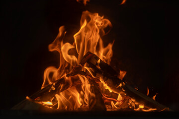 fire in the fireplace