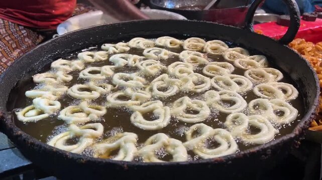 A local Kolkata shop frying jalebis, filling the winter streets with aroma and warmth.