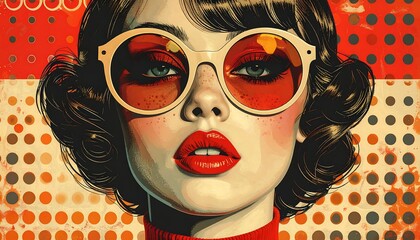 Retro Glamour - A Portrait of a Woman in Round Sunglasses.