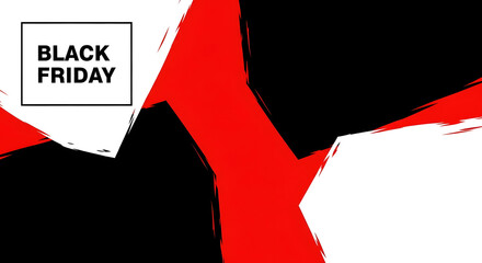 
Black Friday Banner with Bold Red and Black Brush Strokes Abstract Background