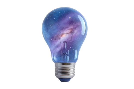 Nebula inside lightbulb. Creative idea concept