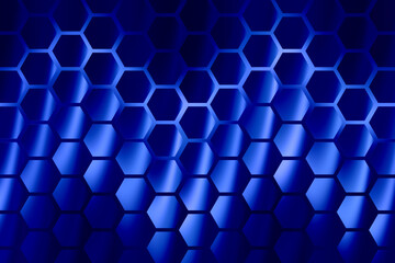 Illustration of abstract blue honeycomb pattern with a gradient effect and a modern, futuristic design