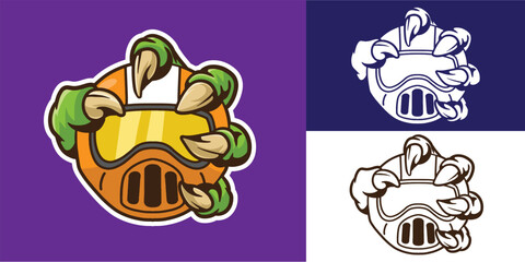 claw monster grab helm good for sticker, badge, biker logo, etc