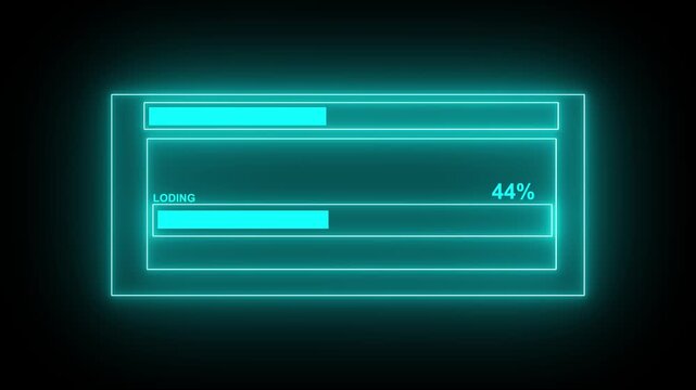 Neon loding Interface Animation with Glowing Progress Bar and Futuristic HUD Design.4k animation motion vedio