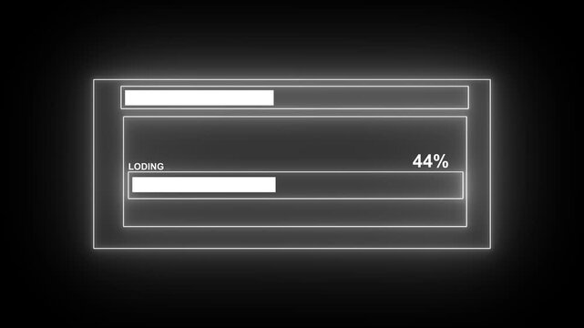Neon loding Interface Animation with Glowing Progress Bar and Futuristic HUD Design.4k animation motion vedio