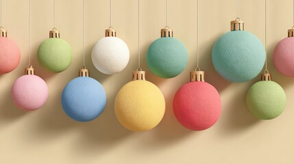 Minimal Christmas Baubles Vector Illustration on Soft Pastel Background for Elegant Holiday Banner or Template Design