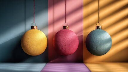 Minimal Christmas Baubles Vector Illustration on Soft Pastel Background for Elegant Holiday Banner or Template Design