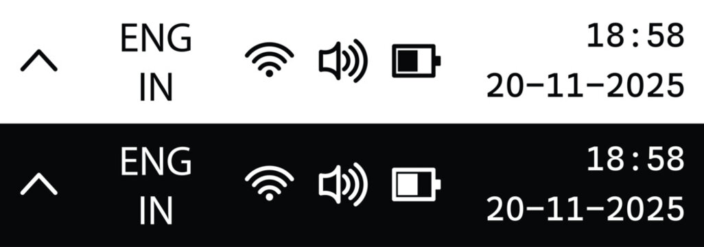 Status bar phone icon. Set of android status bar icon vector set. set wifi icon isolated on white background for phone. Phone bar status Icons, battery Icon, wifi signal strength vector illustration.