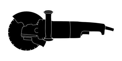 Angle Grinder Silhouette Illustration for Industrial and Construction Projects.