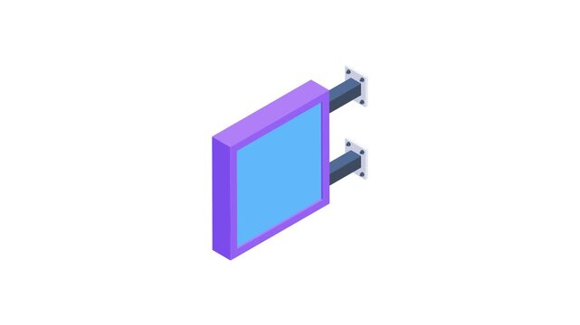 A purple square featuring two metal brackets attached to its sides.