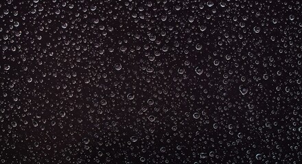 Fototapeta premium Droplets of water cover a dark surface reflecting light
