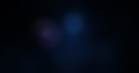 Abstract Dark Blue and Purple Bokeh Light Leaks on Black Background, Soft Blurry Optical Flare Effect for Digital Overlay Design
