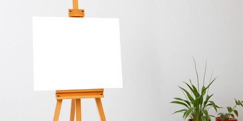 Blank white canvas on easel, ready for painting, art, creative