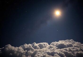 Vast, inky expanse speckled with countless stars, moonlight illuminating clouds,  astronomical,  peaceful