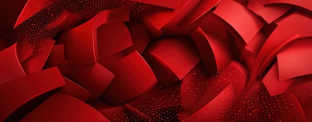 Vibrant Red Abstract Geometric Shapes with Dynamic Texture