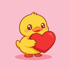 Cute cartoon character duck vector illustration