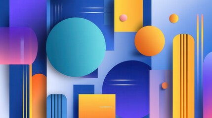 Vibrant Abstract Geometric Shapes with Colorful Circles and Rectangles