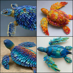 Recycled Sea Turtle Sculpture Made from Ocean Plastic Waste