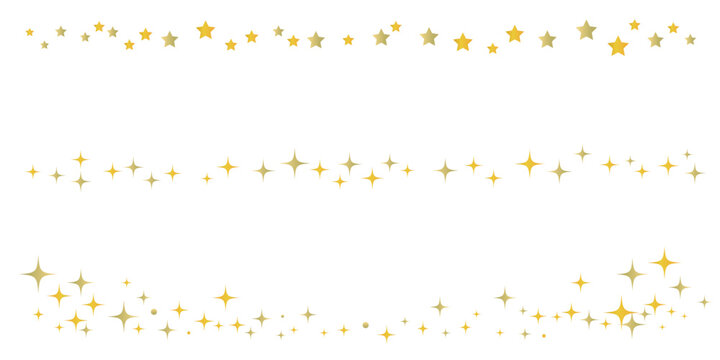星空をイメージしたシンプルな飾り罫線・ラインのイラストセット　キラキラ