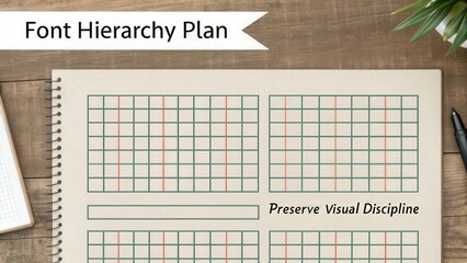 Creative Font Hierarchy Plan for Graphic Designers Featuring Grids and Visual Organization Techniques