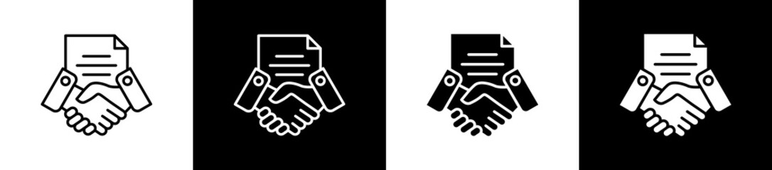 Procurement icon set in line and glyph style on black and white background