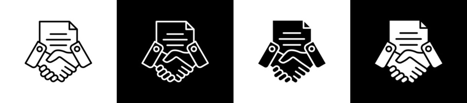 Procurement icon set in line and glyph style on black and white background