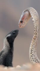 A dramatic face-off between a mongoose and a cobra, showcasing nature's fierce predator-prey dynamics in stunning detail.