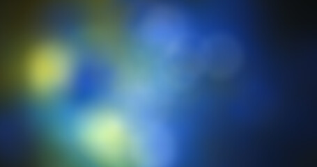 Abstract Blue and Yellow Blurred Background with Soft Bokeh Lights and Gradient Color Transition, Vibrant Luminous Backdrop for Design