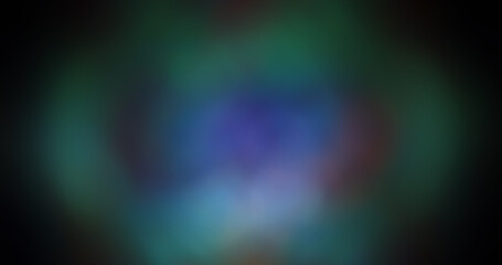 Abstract Blurred Dark Background with Soft Green, Blue, and Violet Light Gradient and Bokeh Effect, Ideal for Modern Design, Digital Art, Technology, and Creative Projects