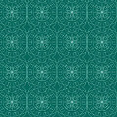 Teal Geometric Floral Pattern