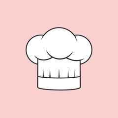 Bold black and white outline vector icon of a traditional tall chef's hat (toque blanche), symbolizing cooking, culinary arts, professional catering, kitchen, and gourmet food preparation.