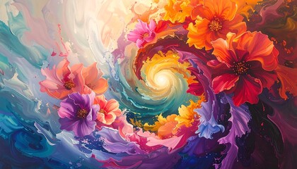 Vibrant floral vortex - A mesmerizing dance of colors and light.