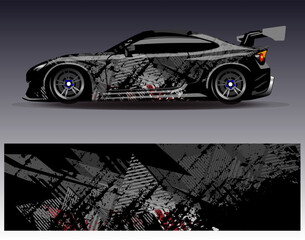 Car wrap design vector. Graphic abstract stripe racing background designs for vehicle, rally, race, adventure and car racing livery	