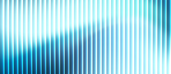 Abstract grainy ribbed glass background in blue light tones with glossy curved texture, vertical light lines and smooth gradient for use in luxury design or digital surface visuals